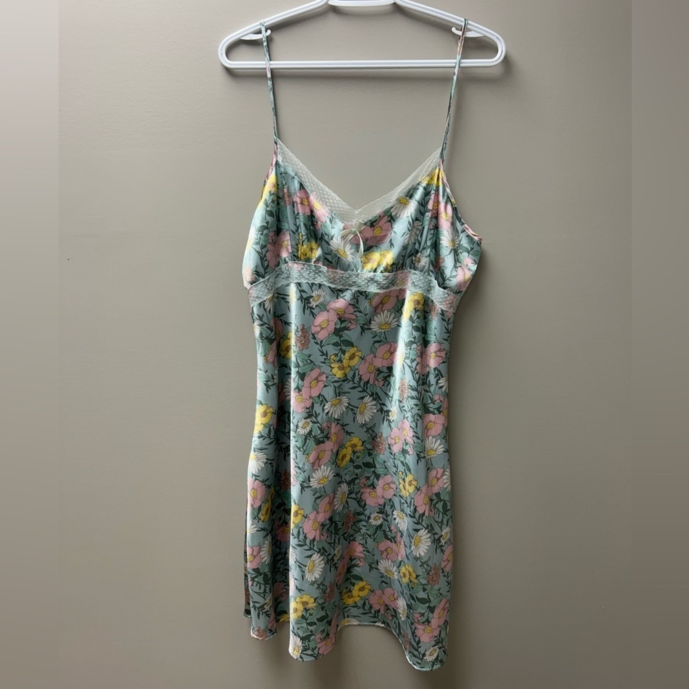 George Floral Satin & Lace Nightgown